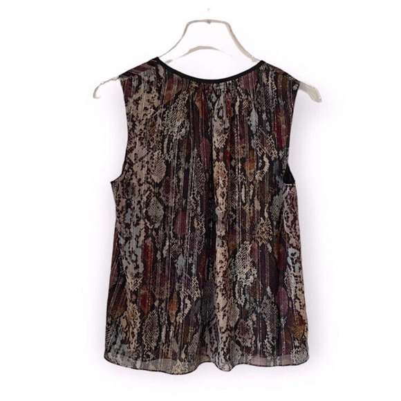 REBECCA TAYLOR Sleeveless Snake-Print Metallic Top $145 Women Size 2 - Picture 5 of 8